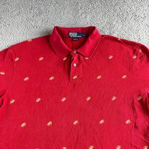 Ralph Lauren Polo Shirt Mens Large Red Graphic Crabs Preppy All‎ Over Print